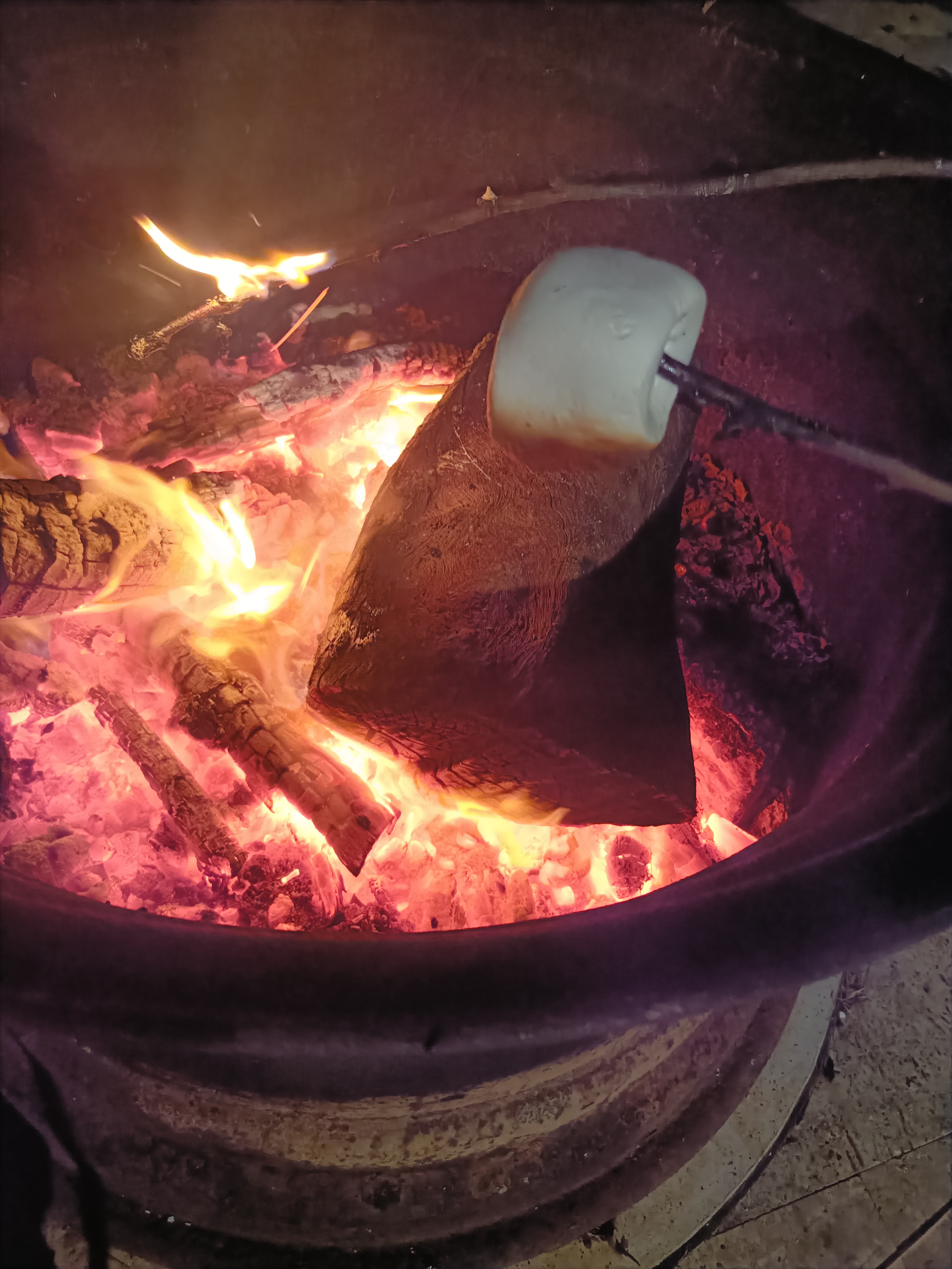 Making smores on the fire burnt the marshmallows 😔